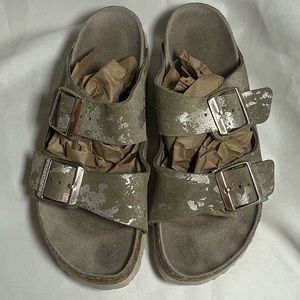 Birkenstock Arizona metallic silver sandals SZ39